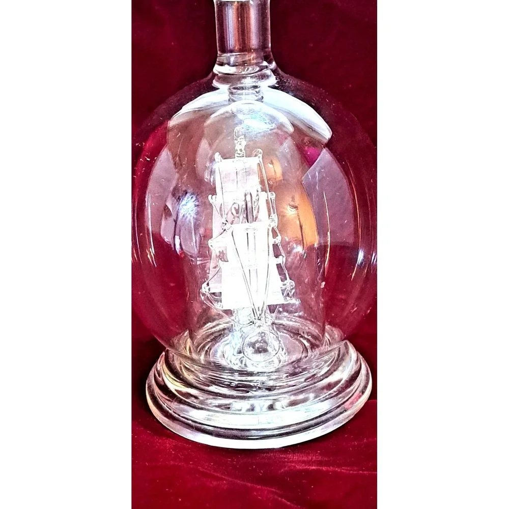 Wuliangye Glass Ship in a Bottle Decanter Nautical Sailing‎ Vessel Globe Stopper